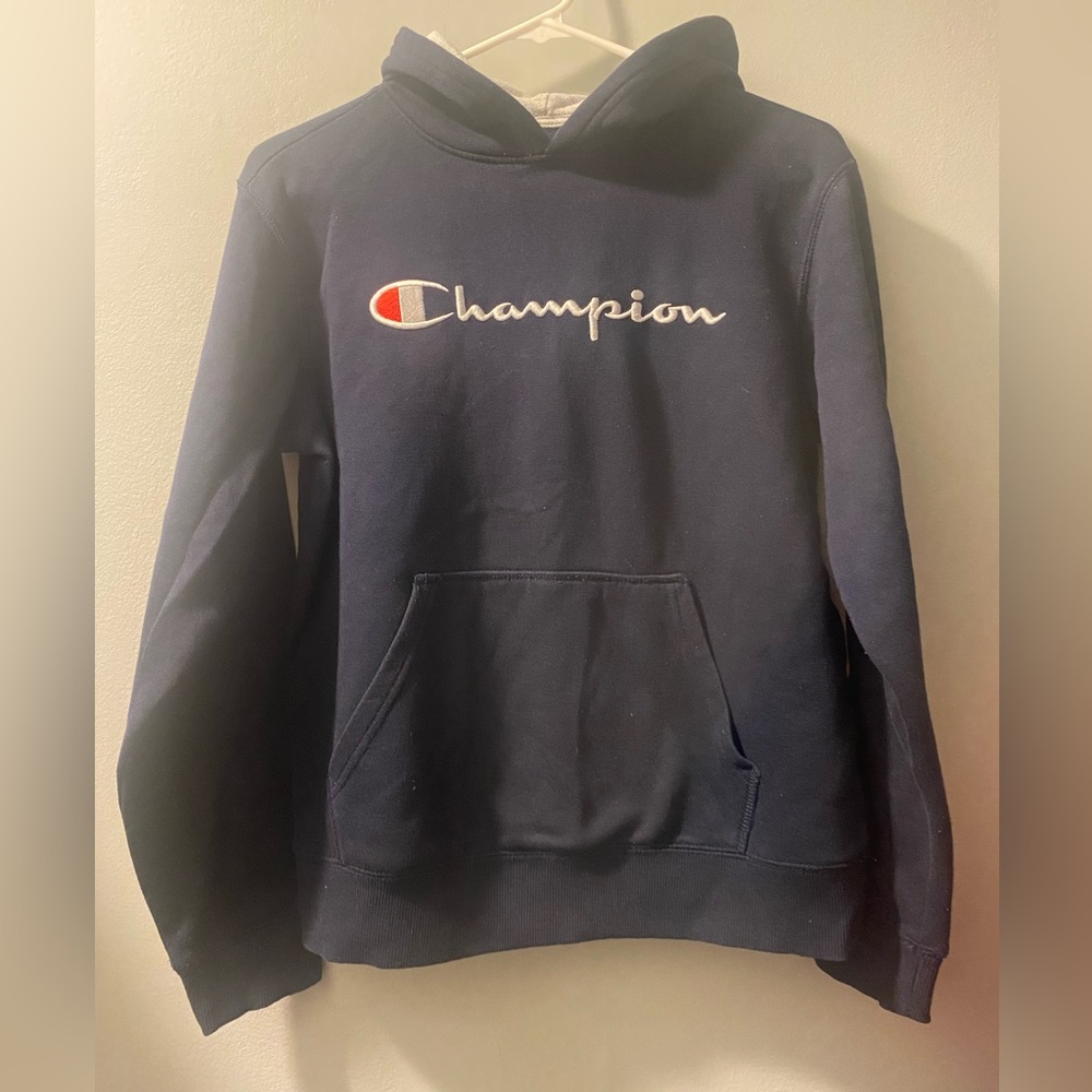 Boys Youth Navy Blue Champion Hoodie Size XL